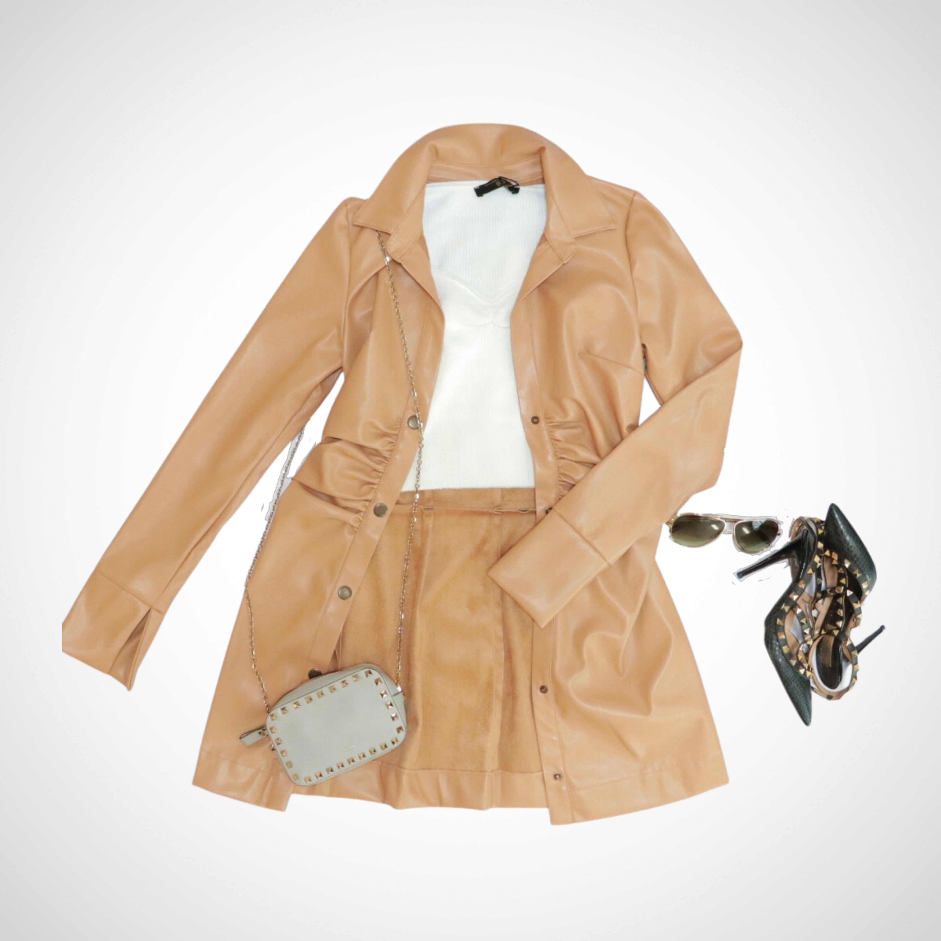 Draped Leather Button Mini